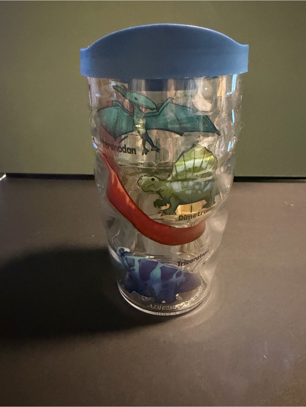 Tervis Blue Lid Dinosaur Travel Cup - Clear Tumbler with Colorful Dino Graphics